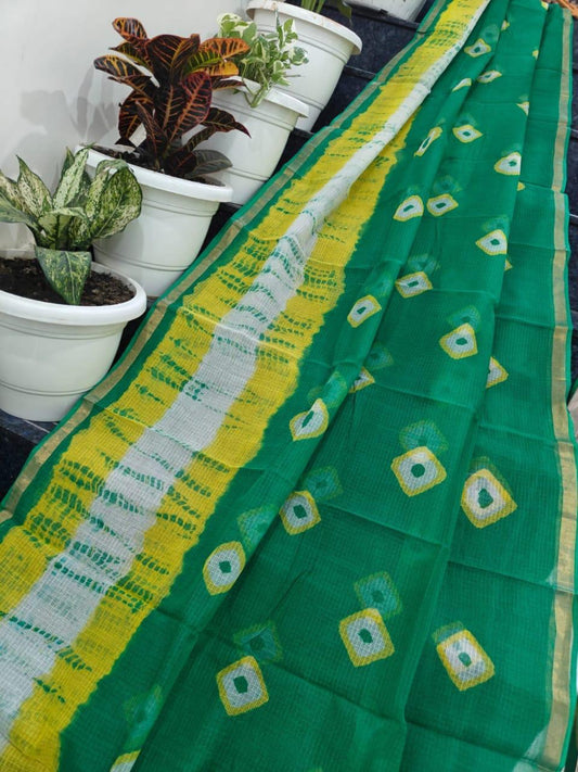 Utsav Rang– Bandhani & Shibori Pure Cotton Kota Doria Saree