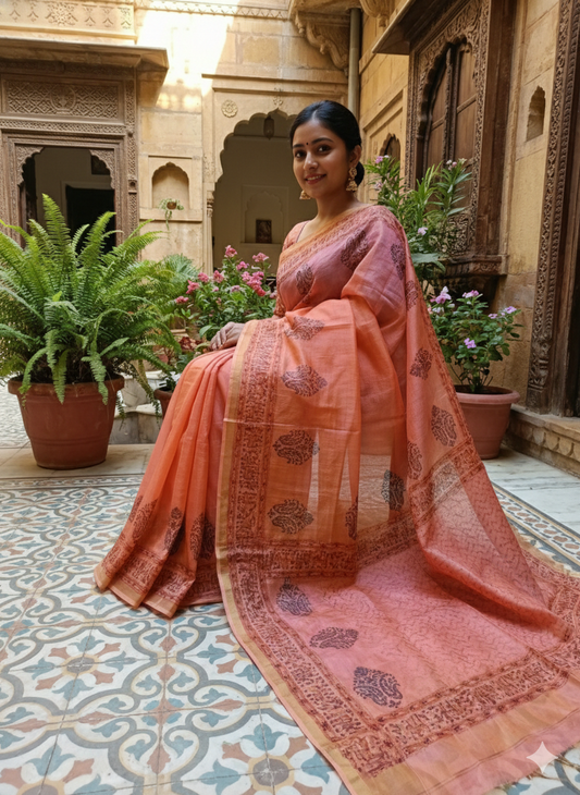 Mridula - Pure Cotton Kota Doria Hanblock