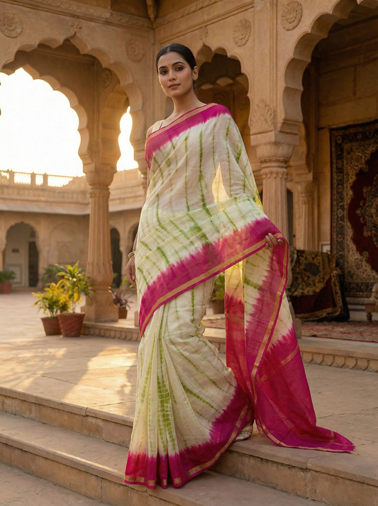 Rang Meher - Pure Silk Kota Doria Shibori Saree