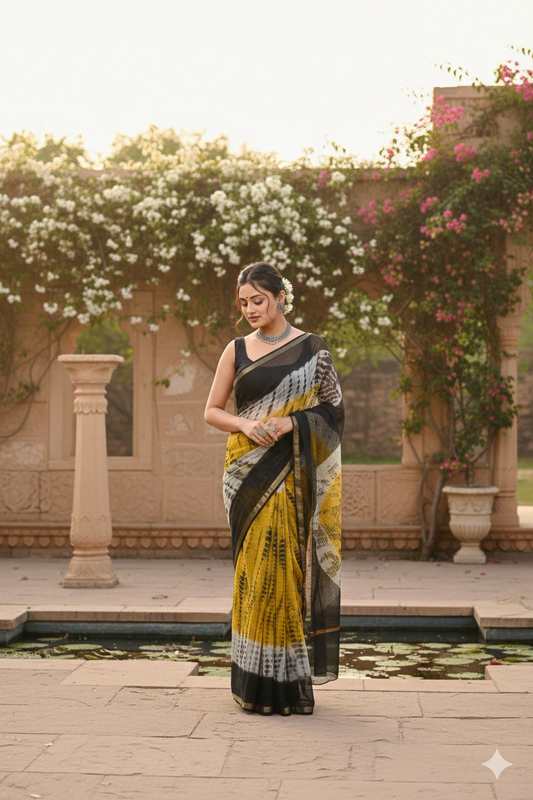 Bhanukala - Sunlit Yellow Kota Doria Saree