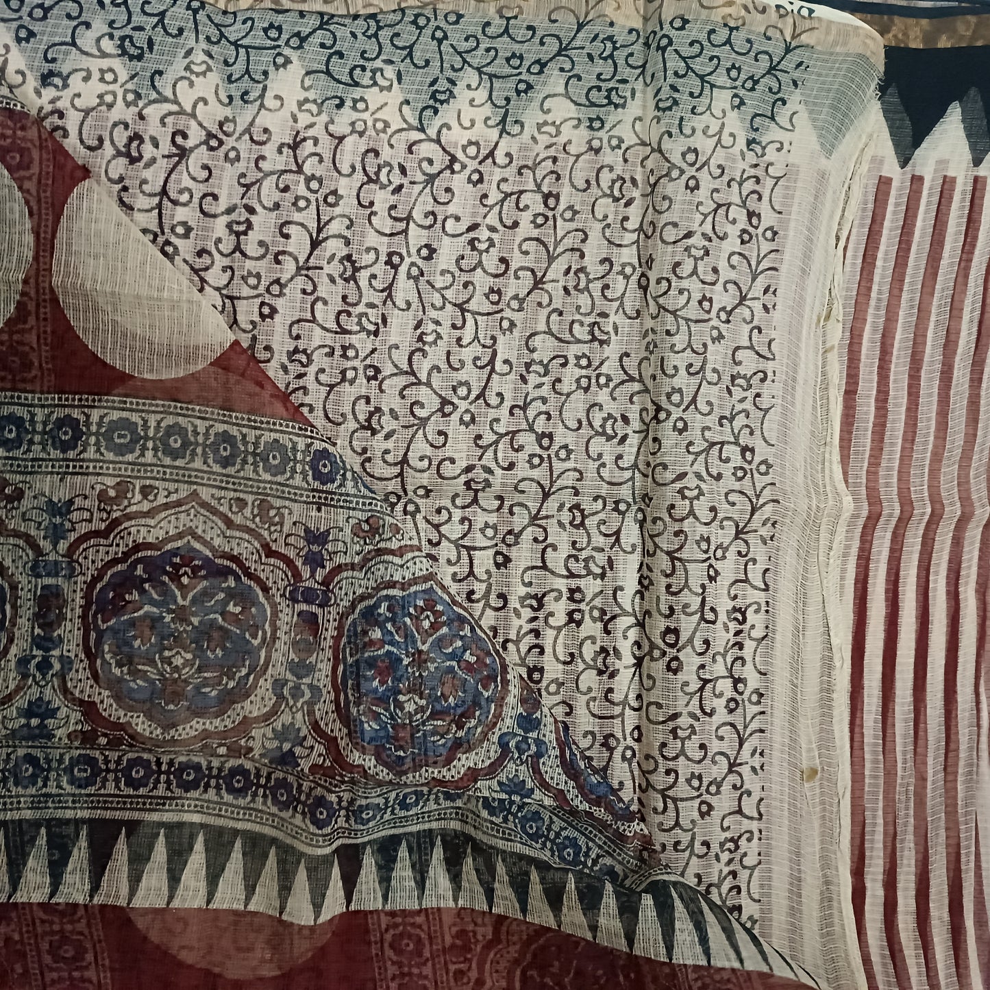 Gulbahaar-Handblock Pure Cotton Kota Doria Saree