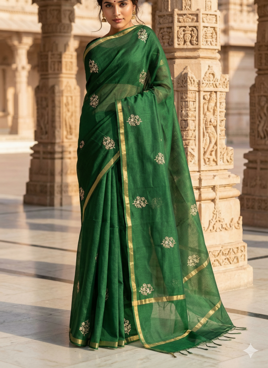 Vrinda Green - Pure Silk Kota Doria Saree