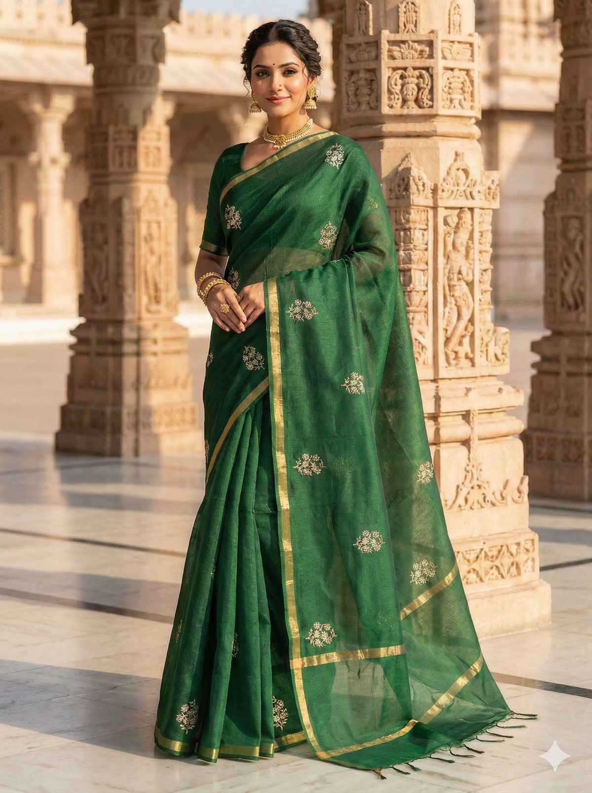 Vrinda Green - Pure Silk Kota Doria Saree