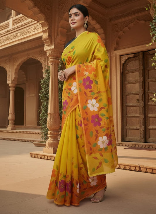 Pitambara - Handpainted Kota Doria Saree