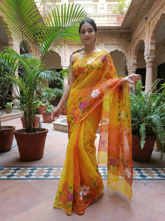 Pitambara - Handpainted Kota Doria Saree