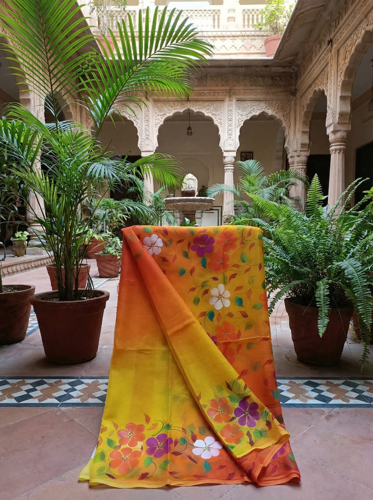 Pitambara - Handpainted Kota Doria Saree