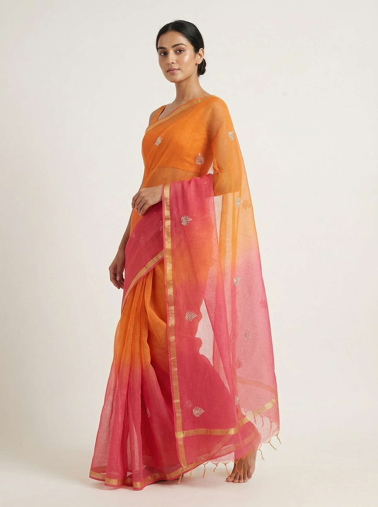 Kesar Phool- Pure Silk Kota Saree with Handwork butti