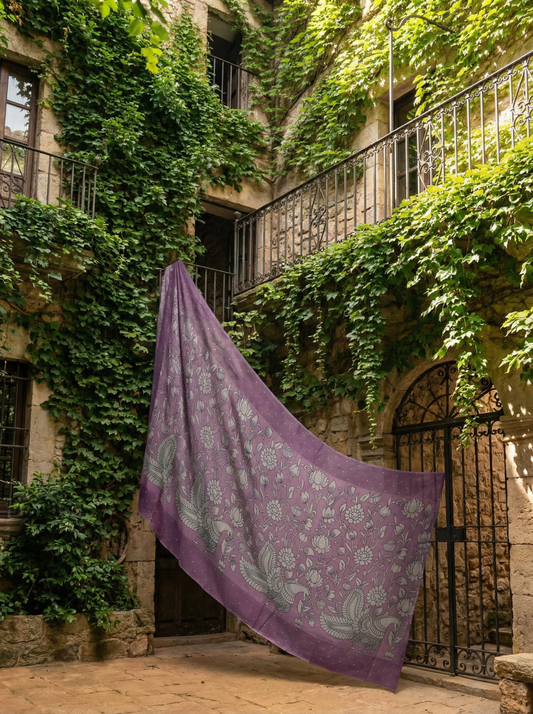 Pushp Morini - Pure Cotton Kota Doria Kalamkari with Hand Mirror Work