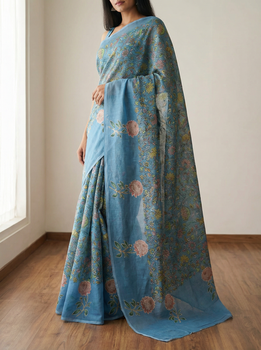 Neel Kamal - Pure Cotton Kota Doria Patch Work Flower Butta