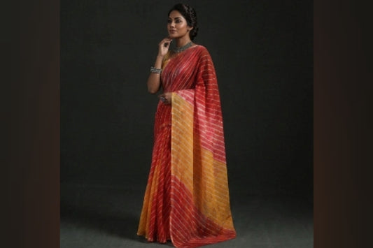 RANGRITI - Pure Cotton Lehriya Kota Doria Saree