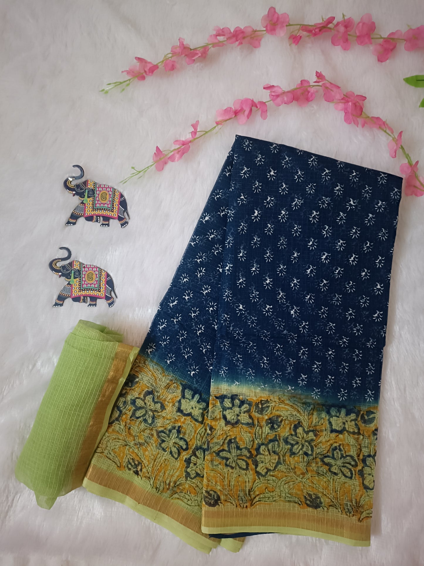 Neelkamal - Pure Cotton Kota Doria Hanblock Saree