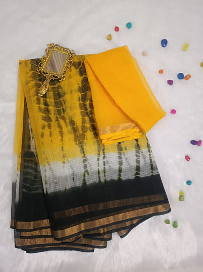 Bhanukala - Sunlit Yellow Kota Doria Saree