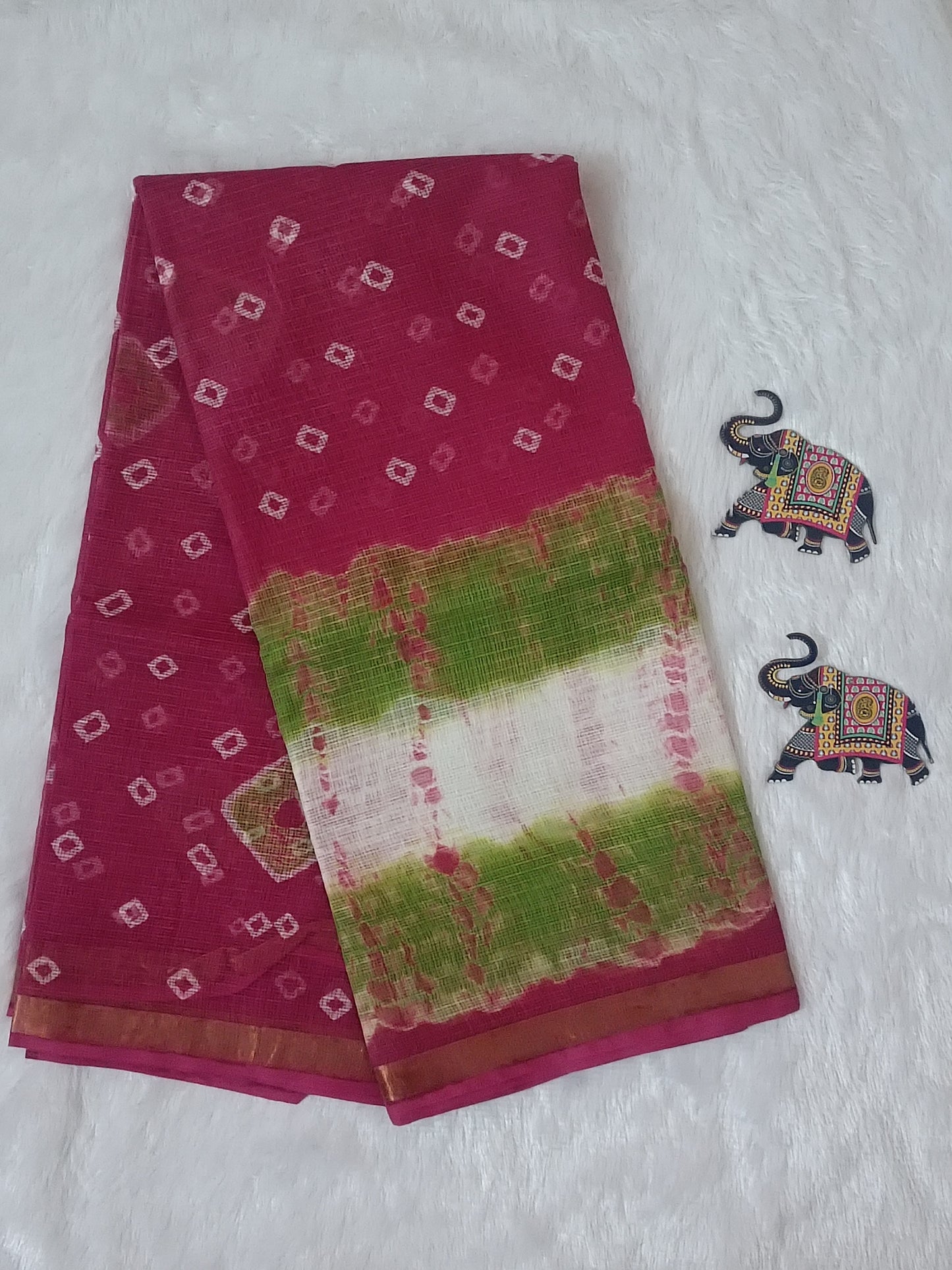 Gulrang – Bandhani and Shibori Pure Cotton Kota Doria Saree