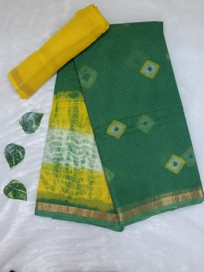 Utsav Rang– Bandhani & Shibori Pure Cotton Kota Doria Saree