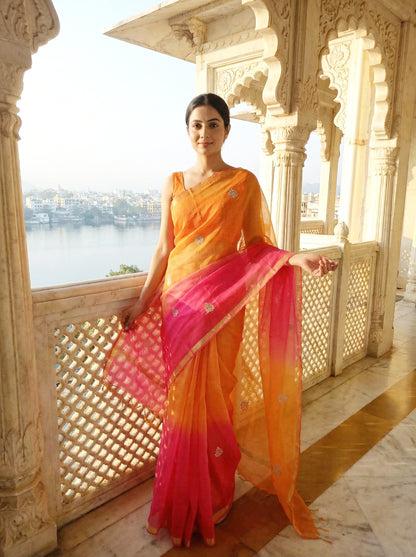 Kesar Phool-  Pure Silk Kota Saree with Handwork butti