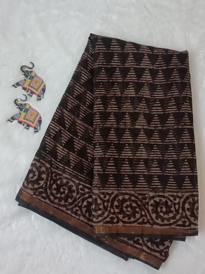 Prithvi- Pure Cotton Dabu Handblock Kota Doria Saree