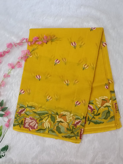 Kanak Phool- Pure Cotton Kota Doria with Floral Embroidery