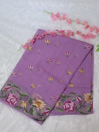 Komalika  - Pure Cotton Kota Doria with Floral Embroidery