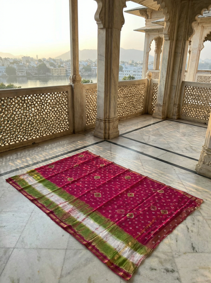 Gulrang – Bandhani and Shibori Pure Cotton Kota Doria Saree