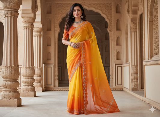 Surya Kiran - Pure Silk Handwork Gottapatti Kota Doria Saree