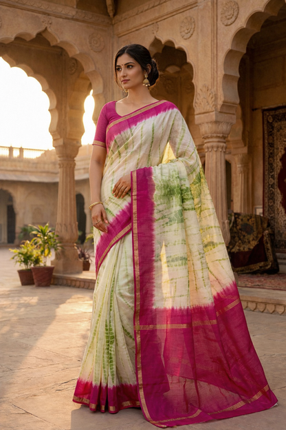 Rang Meher - Pure Silk Kota Doria Shibori Saree