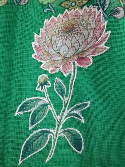 Gulmohar Bagh- Pure Cotton Kota Doria Patch Work Flower Butta