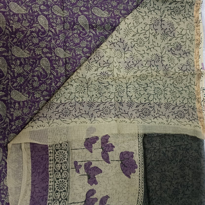 Rajnigandha-Handblock Pure Cotton Kota Doria Saree