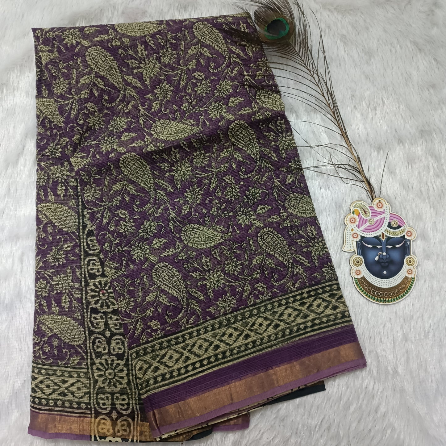 Rajnigandha-Handblock Pure Cotton Kota Doria Saree