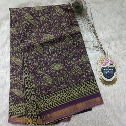 Rajnigandha-Handblock Pure Cotton Kota Doria Saree