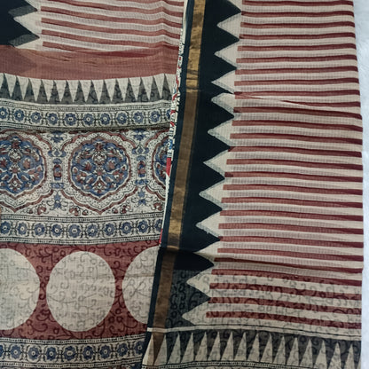Gulbahaar-Handblock Pure Cotton Kota Doria Saree