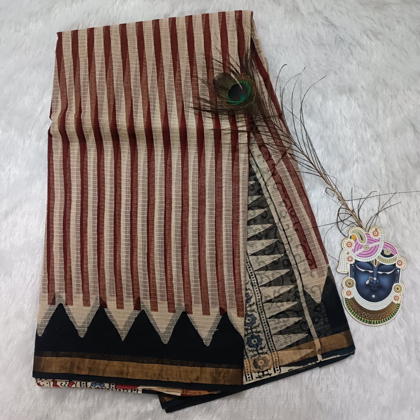 Gulbahaar-Handblock Pure Cotton Kota Doria Saree