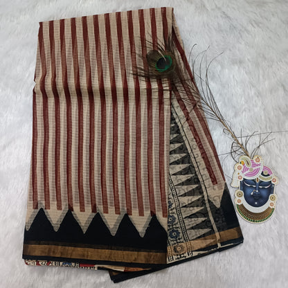 Gulbahaar-Handblock Pure Cotton Kota Doria Saree
