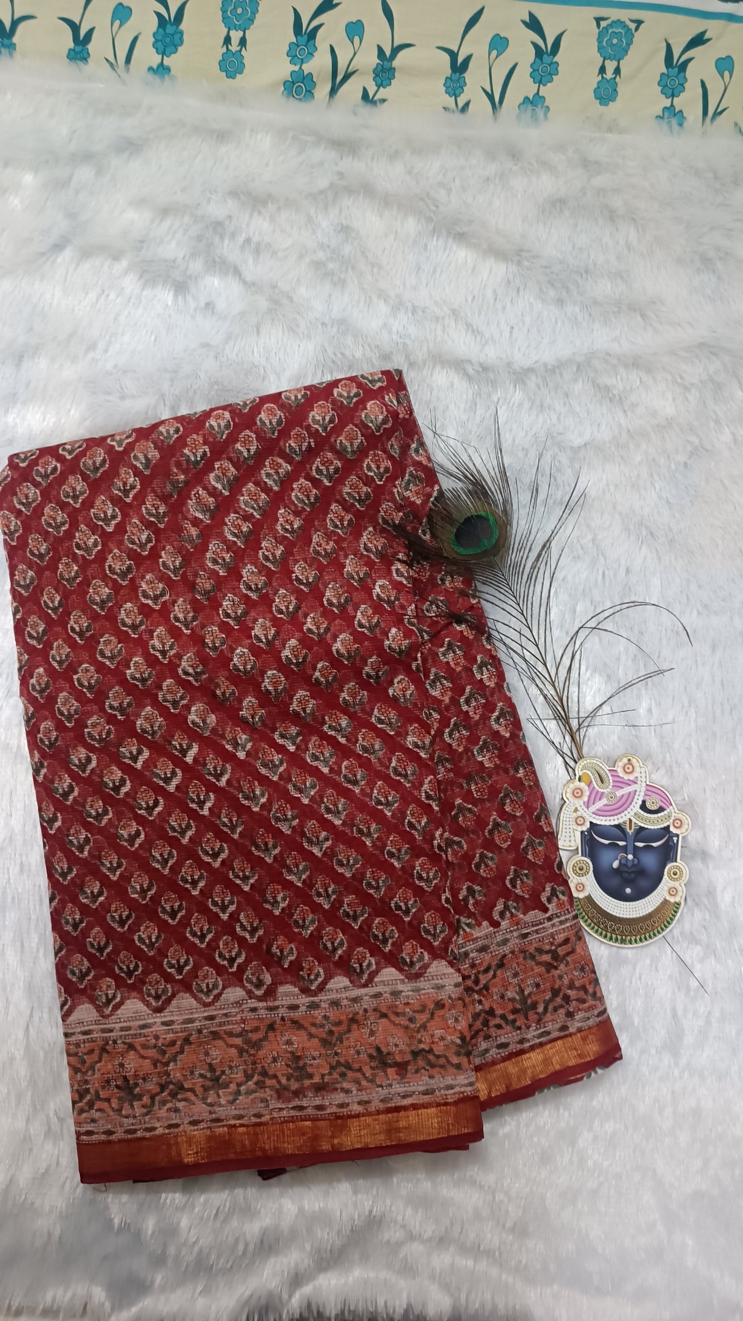 Raktima - Handblock Pure Cotton Kota Doria Saree