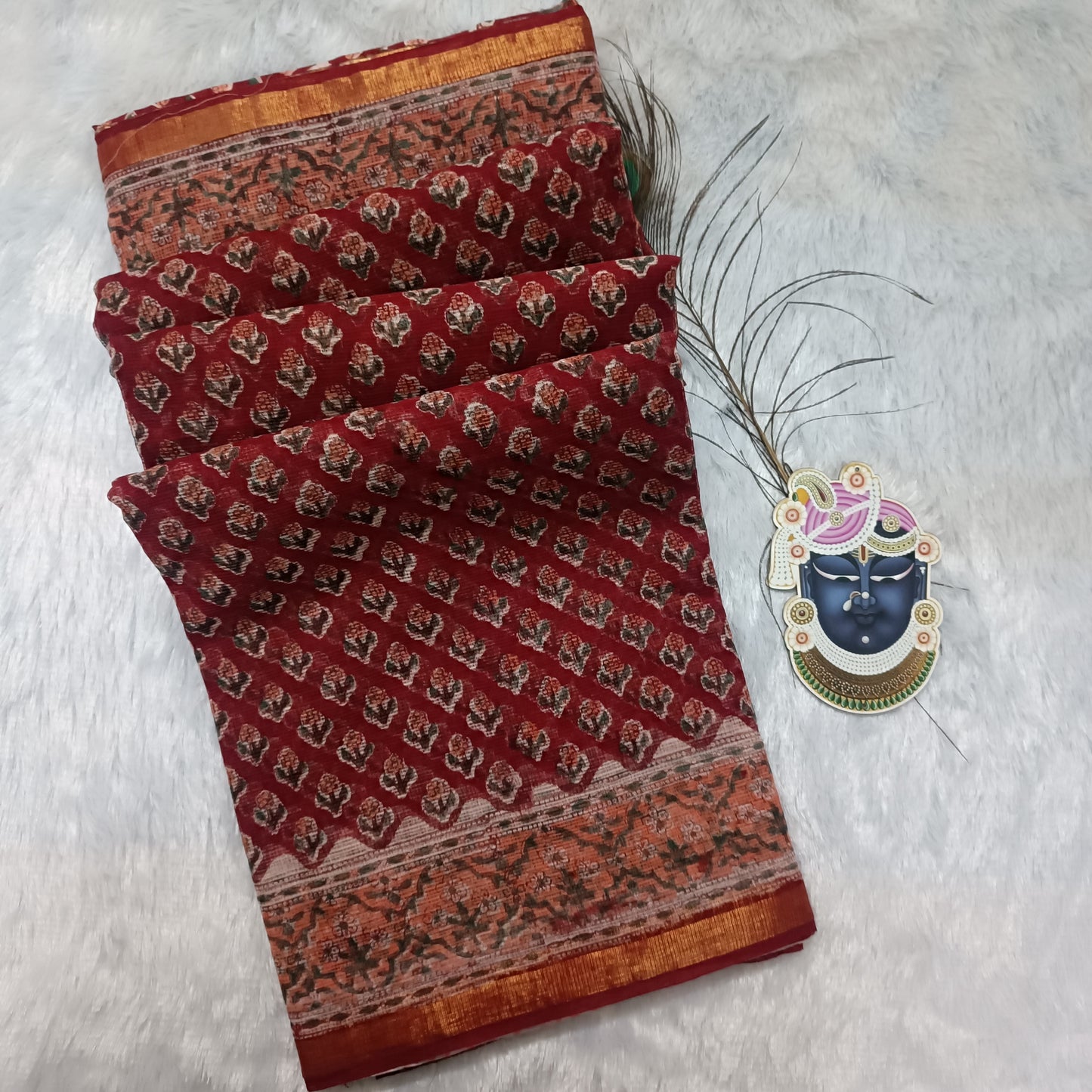 Raktima - Handblock Pure Cotton Kota Doria Saree