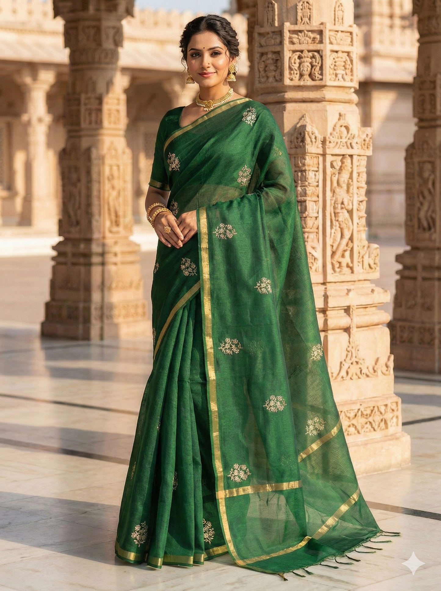 Vrinda Green - Pure Silk Kota Doria Saree