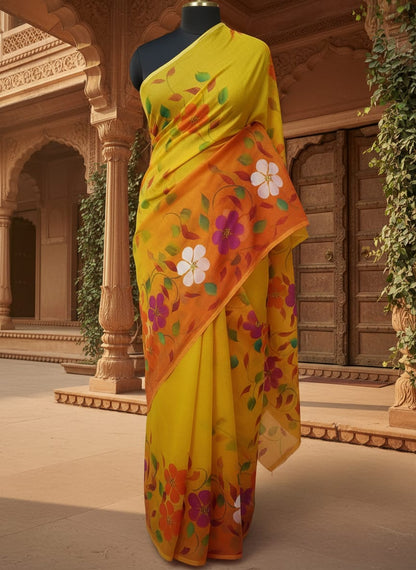 Pitambara - Handpainted Kota Doria Saree