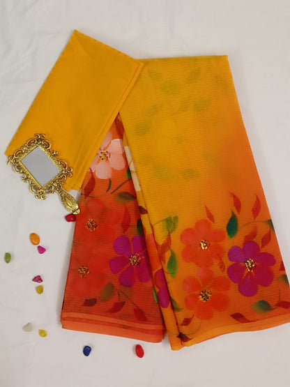 Pitambara - Handpainted Kota Doria Saree