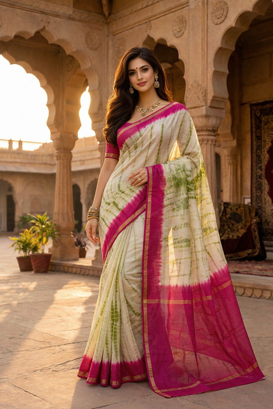 Rang Meher - Pure Silk Kota Doria Shibori Saree