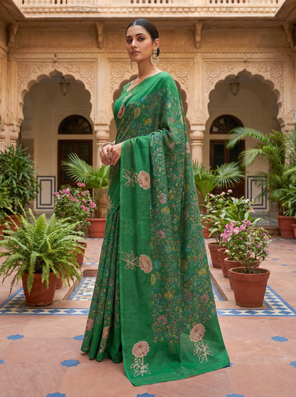 Gulmohar Bagh- Pure Cotton Kota Doria Patch Work Flower Butta