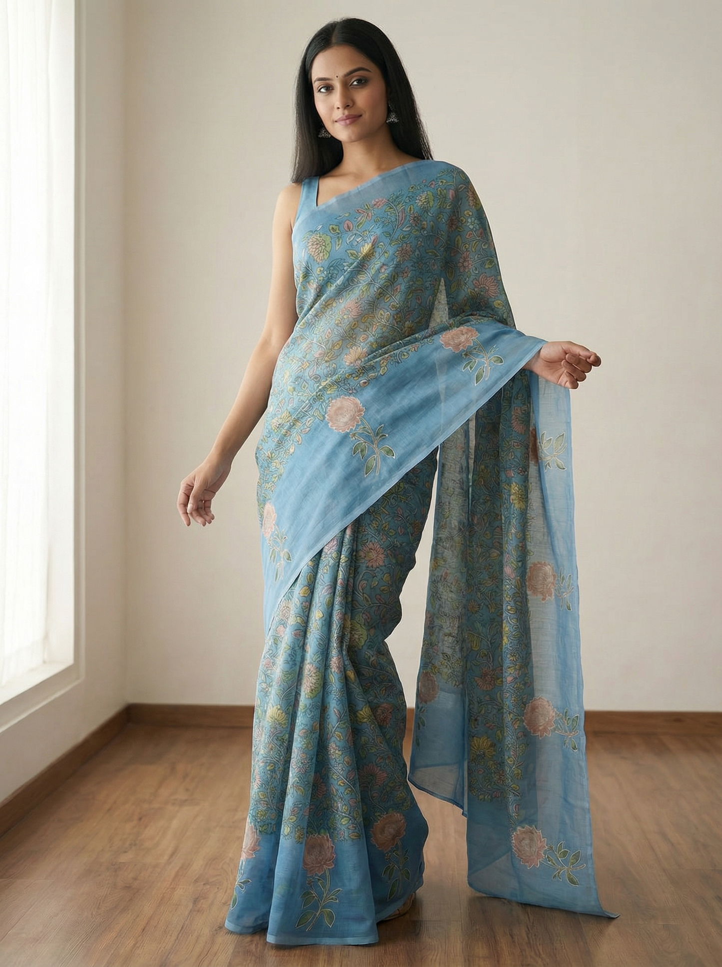 Neel Kamal - Pure Cotton Kota Doria Patch Work Flower Butta