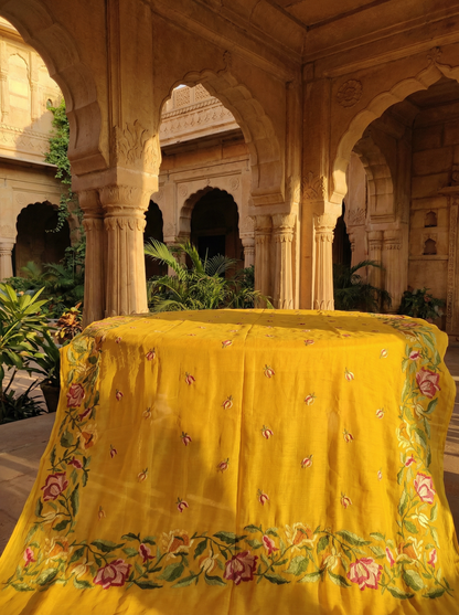 Kanak Phool- Pure Cotton Kota Doria with Floral Embroidery
