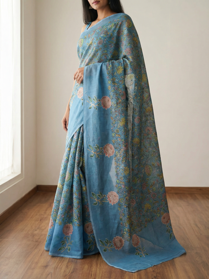 Neel Kamal - Pure Cotton Kota Doria Patch Work Flower Butta