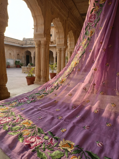 Komalika  - Pure Cotton Kota Doria with Floral Embroidery