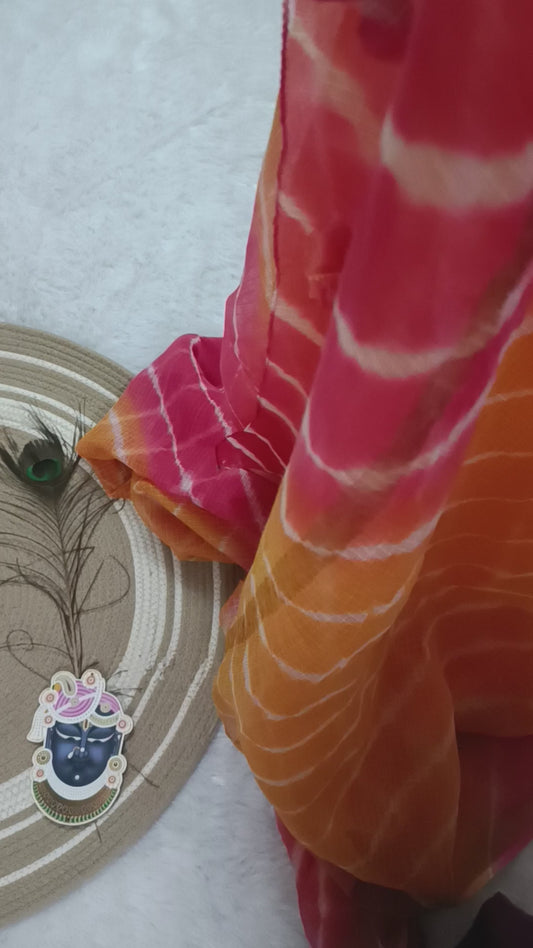 RANGRITI - Pure Cotton Lehriya Kota Doria Saree