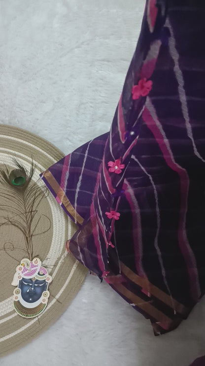 KOMALIKA - Pure Cotton Lehriya Kota Doria Saree