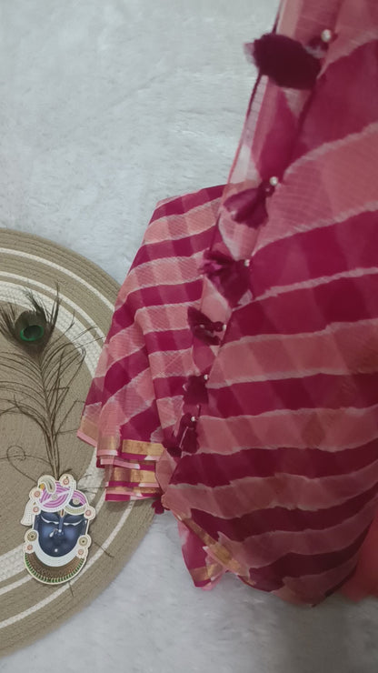 MRIDULA - Pure Cotton Lehriya Kota Doria Saree