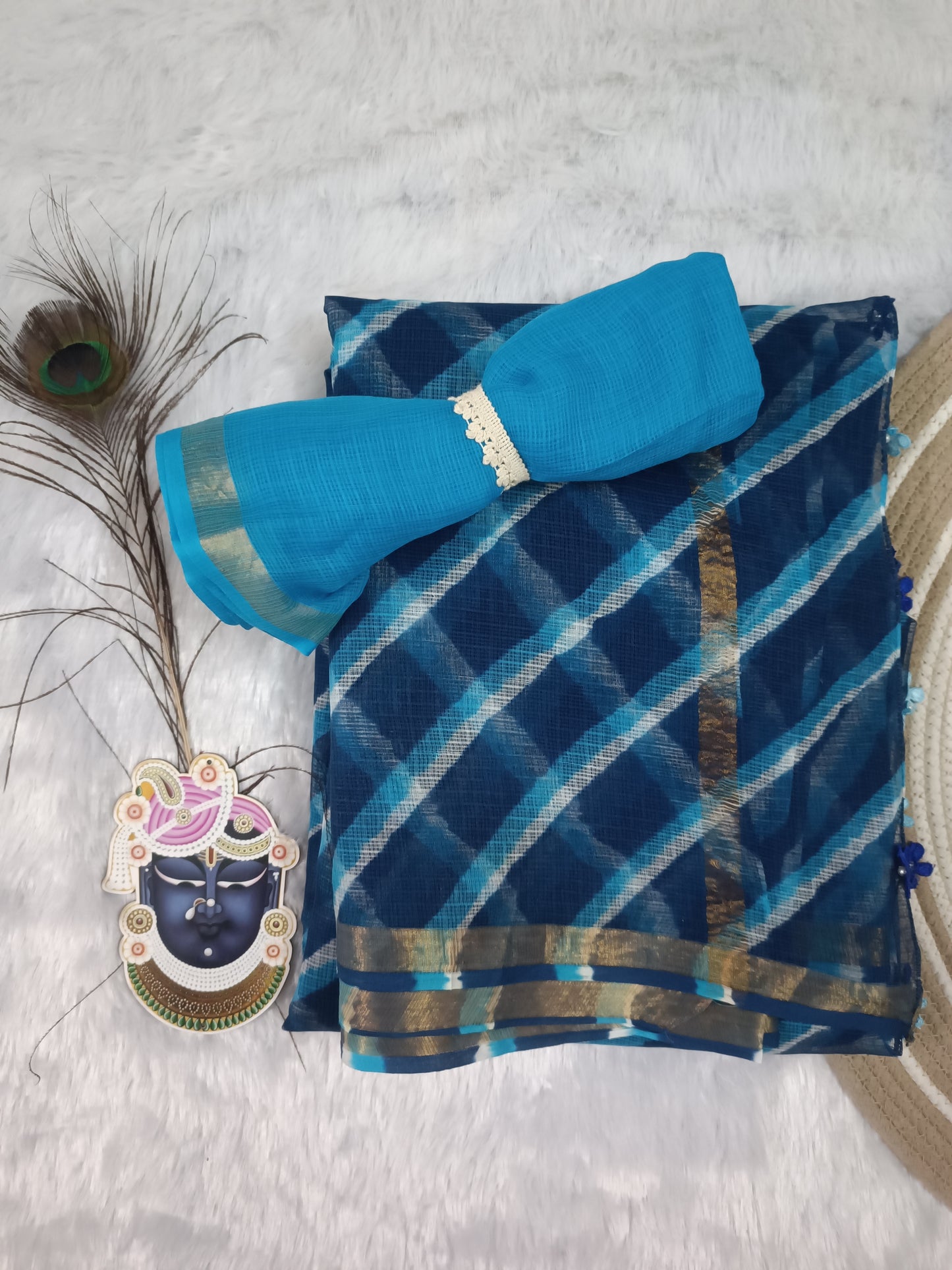 NEELIMA - Pure Cotton Lehriya Kota Doria Saree