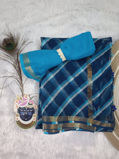 NEELIMA - Pure Cotton Lehriya Kota Doria Saree