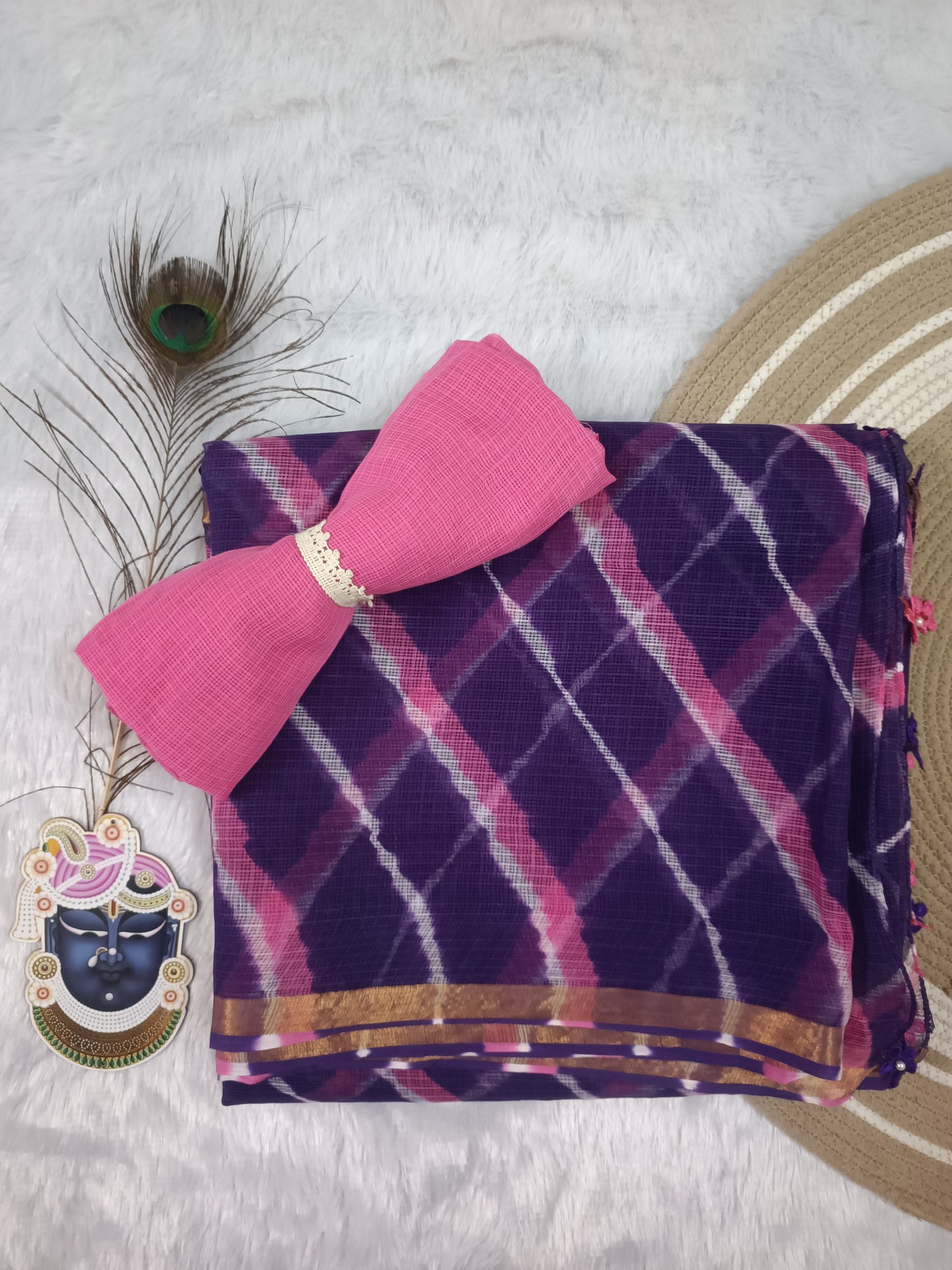 KOMALIKA - Pure Cotton Lehriya Kota Doria Saree