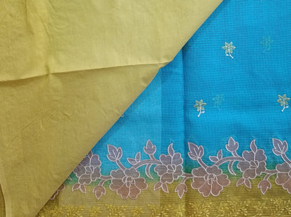 Neel Bahar - Pure Kota Doria Patchwork Embroidered Saree